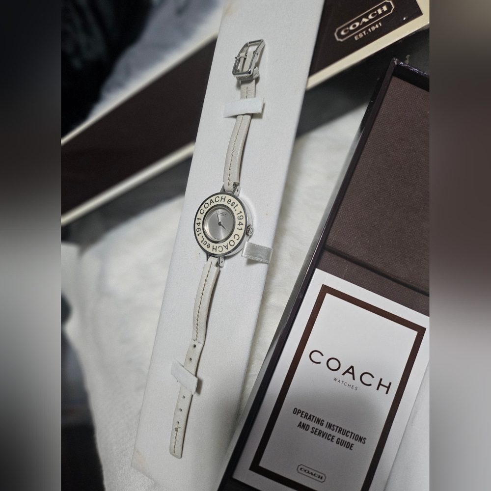 COACH Bleecker Slim Leather Watch - Full Set w/ Box & Manual